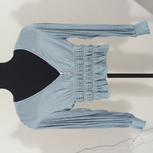 Blue boho blouse